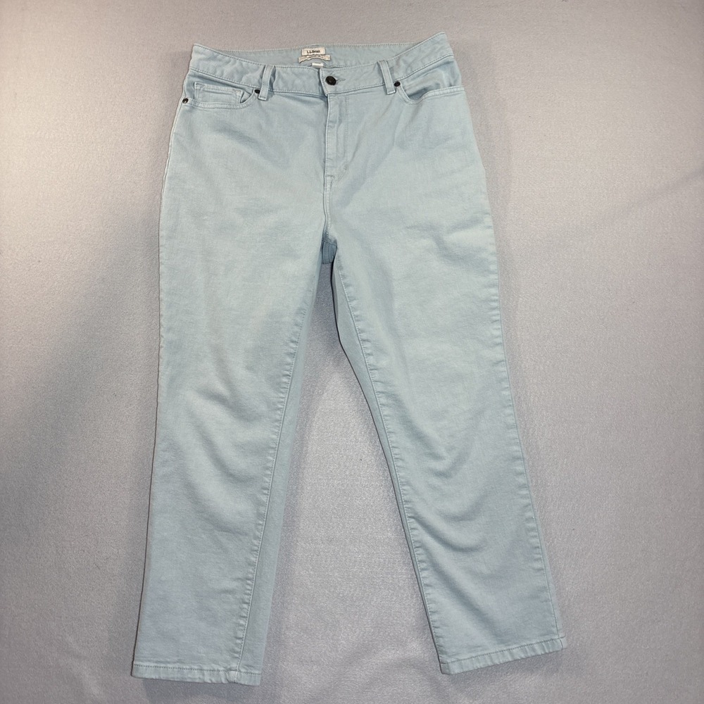 L.L. Bean Pants Womens Size 14 Aqua Blue Classic Fit High Rise Straight Leg
